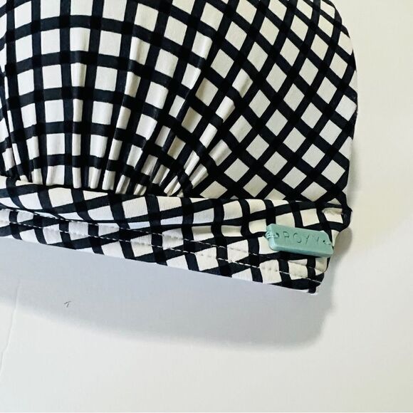 Roxy Black White Check Gingham Bikini Swim Top Excellent Condition Small Halter - Picture 8 of 10